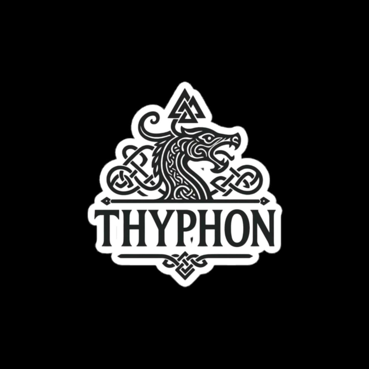 Thyphon logo featuring a stylized dragon head design with intricate patterns on a black background.